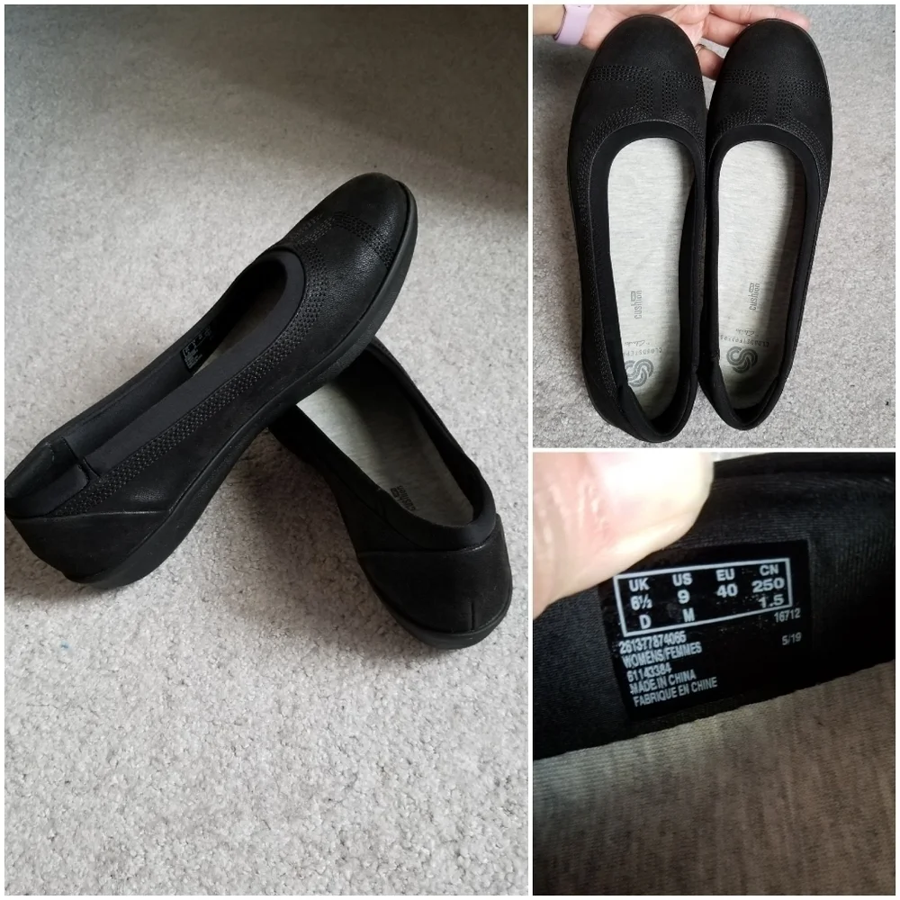 Cloudsteppers by Clarks Womens Black Platform Slip-On Casual Shoes Soft Cushion - Picture 5 of 8